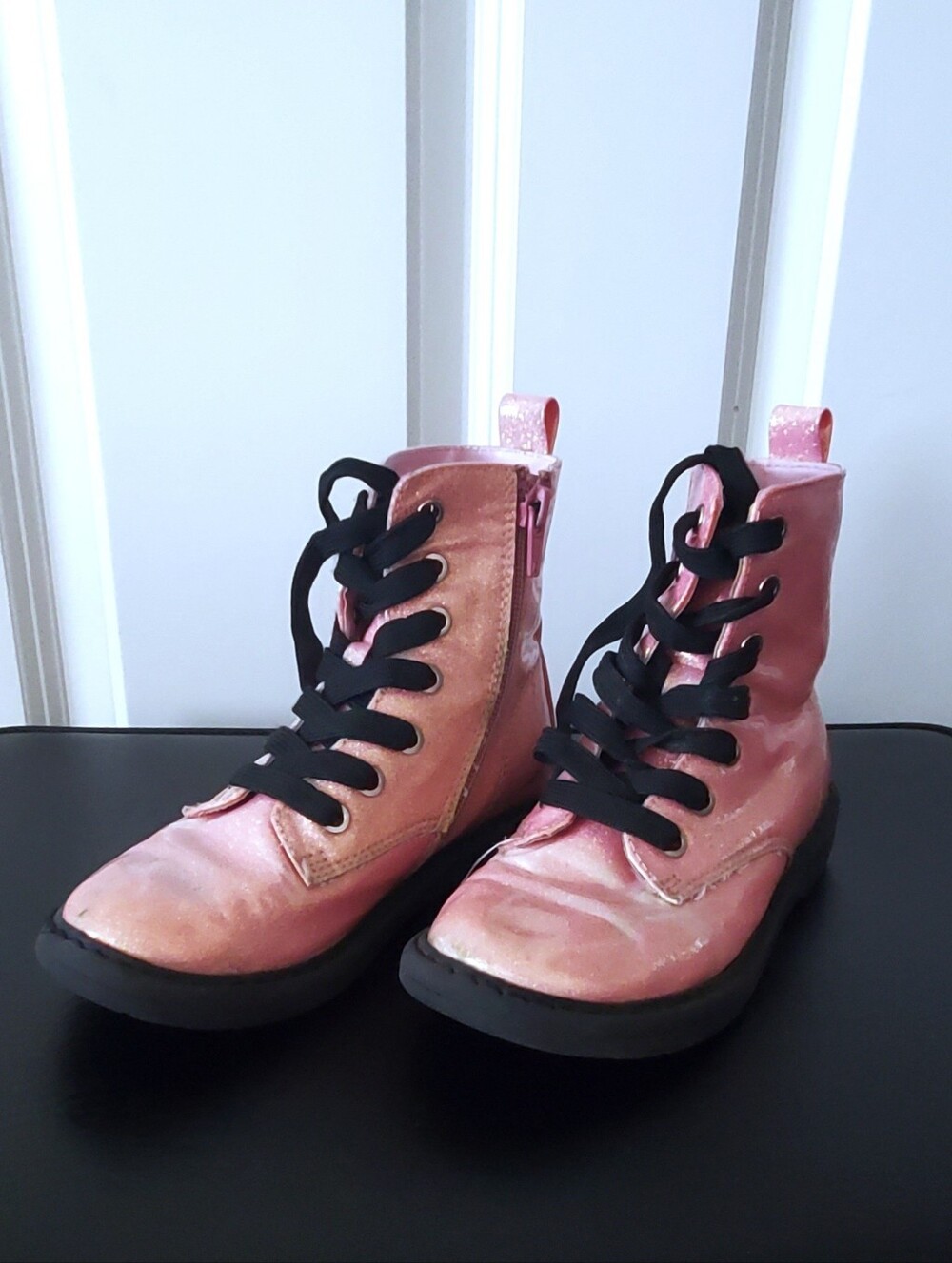 Thereabouts Little Girls "Reese" Pink Flat Heel Combat Boots